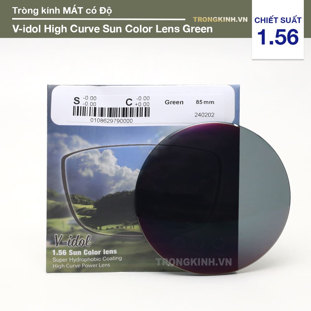 Tròng kính V-idol VidolHighCurveSunColorLensGreen 1.56
