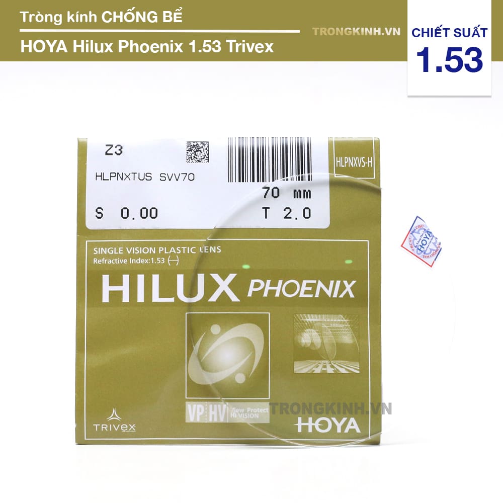 Tròng kính Hoya HiluxPhoenix153Trivex 1.53