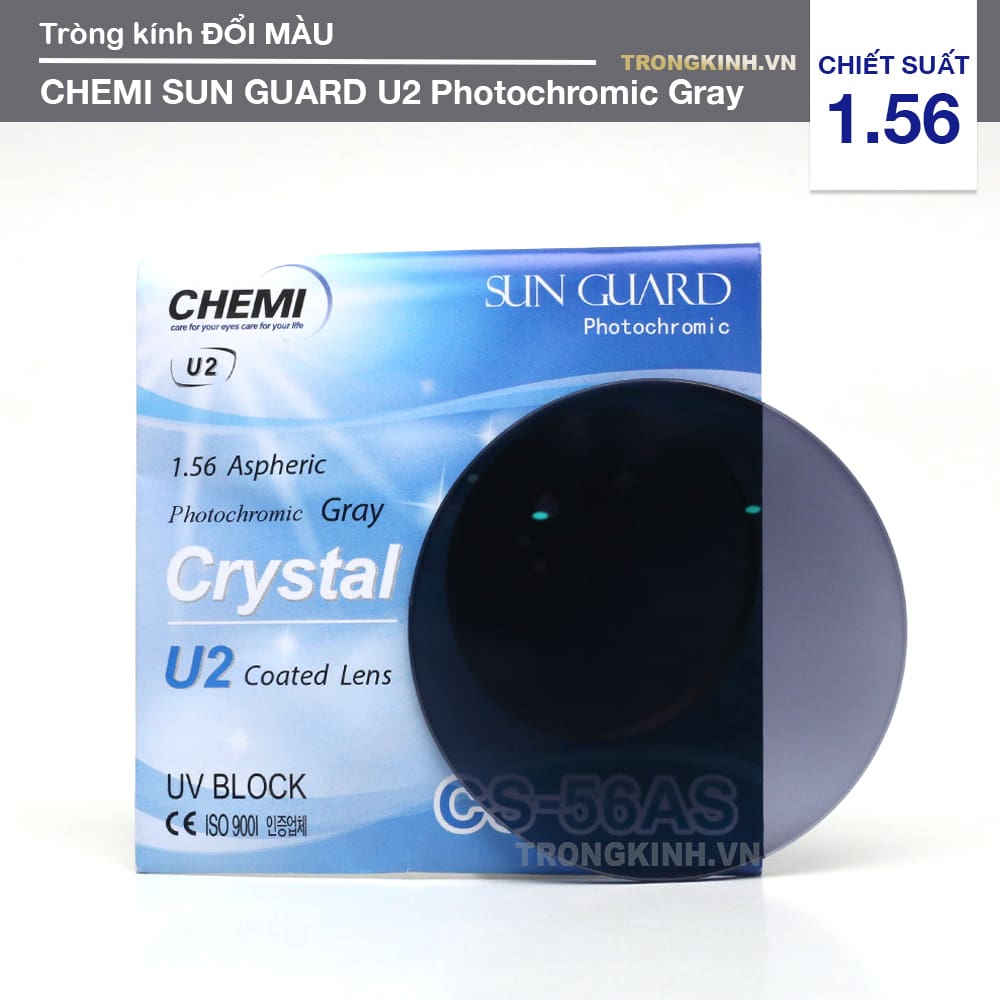 Tròng kính Chemi SunGuardU2PhotochromicGray 1.56