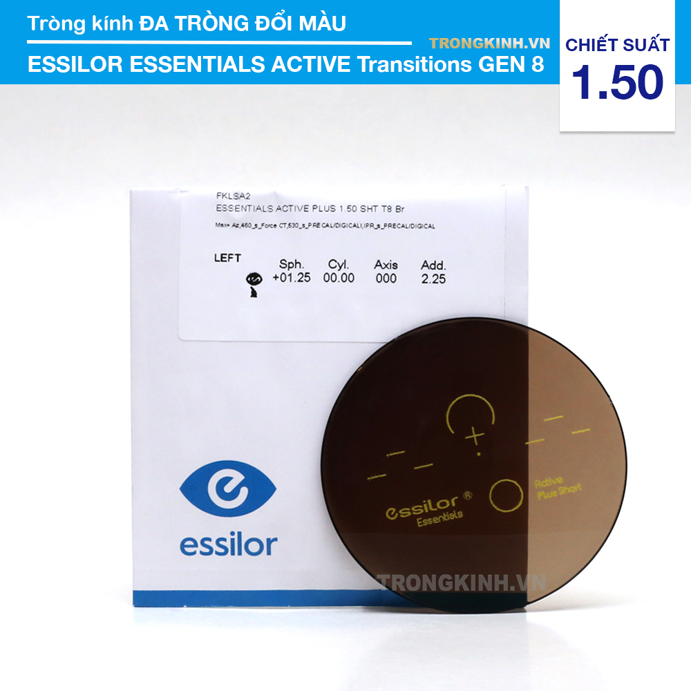 Tròng kính Essilor EssilorEssentialsActiveTransitionsGen8Brown 1.50