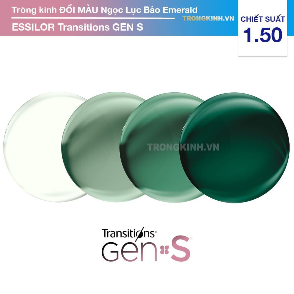 Tròng kính Essilor TransitionsGenSEmerald 1.50