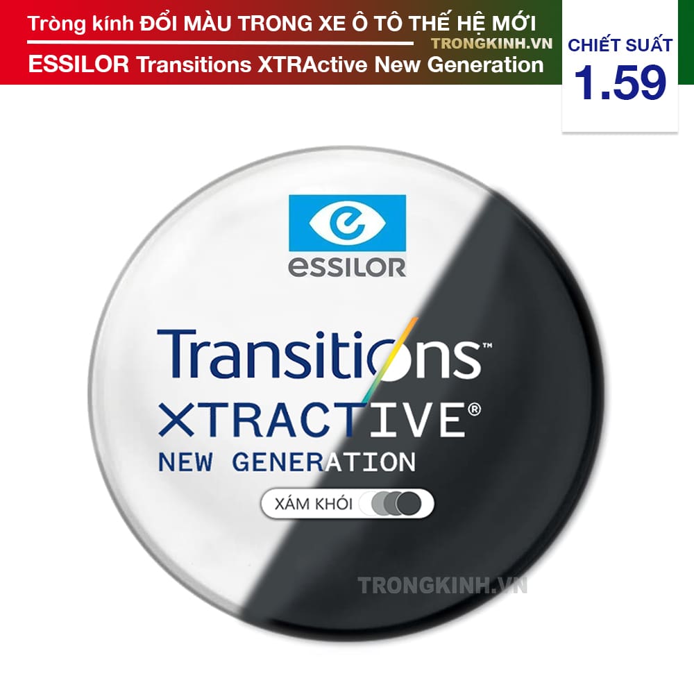 Tròng kính Essilor TransitionsXTRActiveNewGenerationxamkhoi 1.59