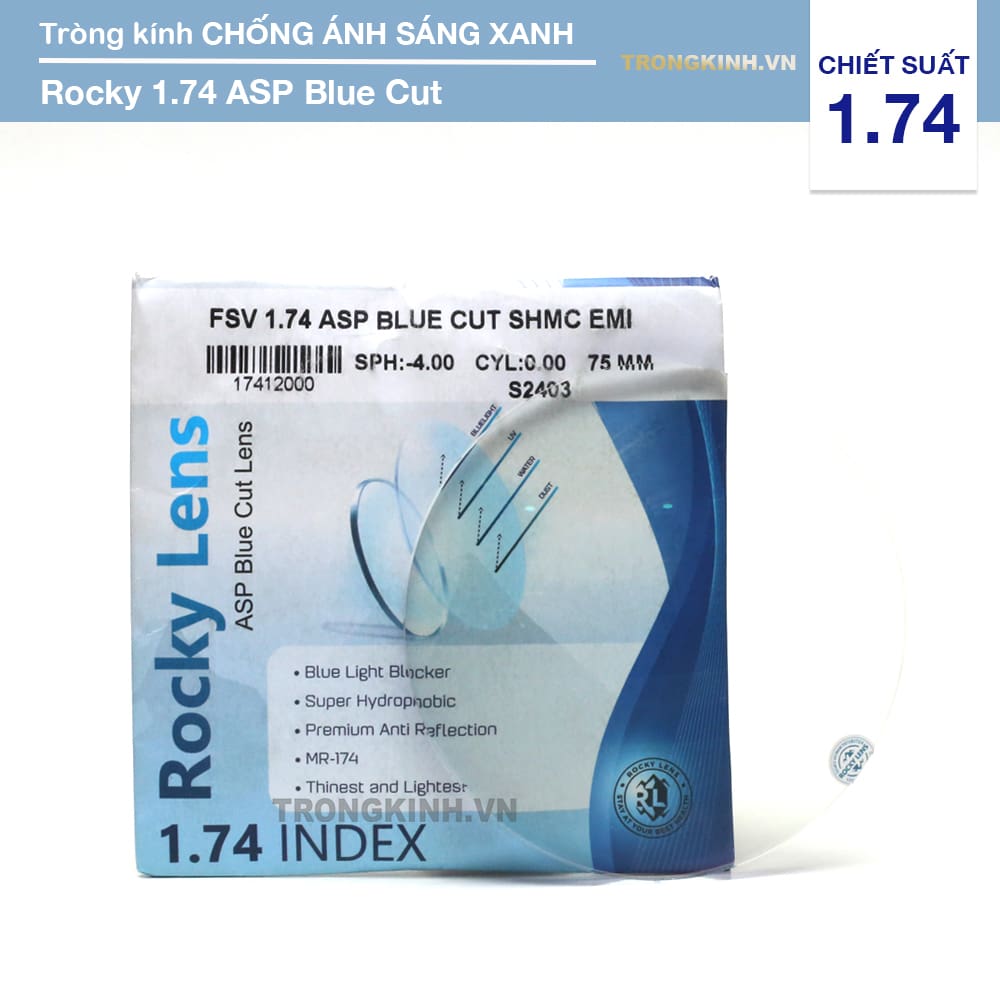 Tròng kính Rocky Lens RockyASPBlueCut 1.74