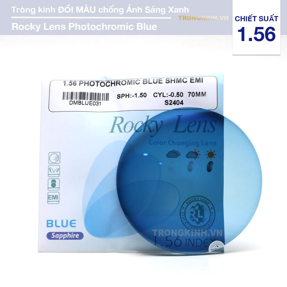 Tròng kính Rocky Lens RockyTrendyPhotochromicBlue 1.56