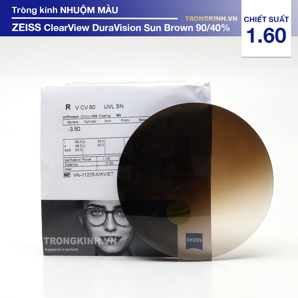 Tròng kính ZEISS ZEISSClearViewDuravisionSunBrown9040 1.60