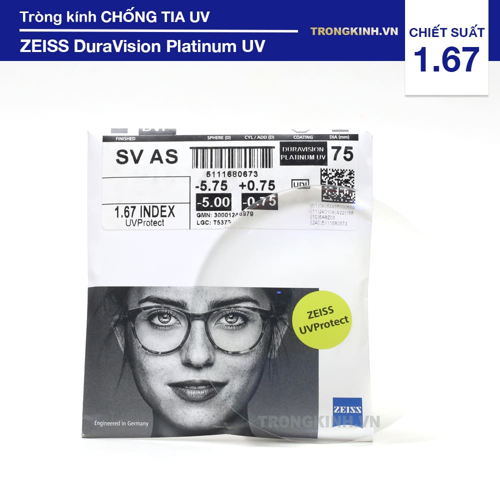 Tròng kính ZEISS DuraVisionPlatinumUV 1.67