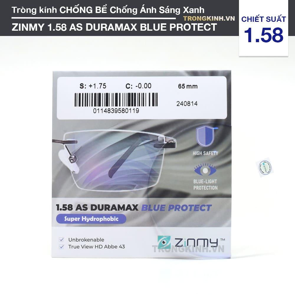 Tròng kính Zinmy ASDuramaxBlueProtect 1.58